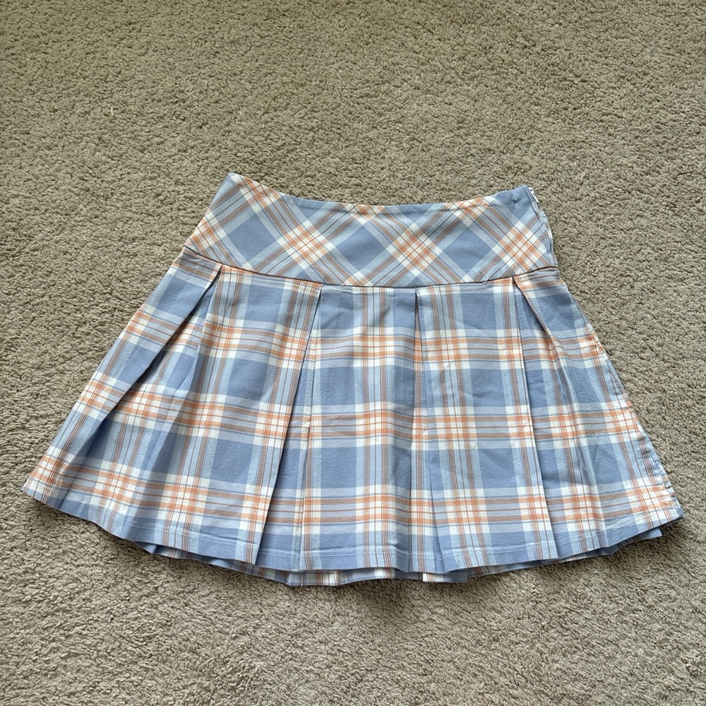 Altar'd State Blue and White Mini Skater Skirt